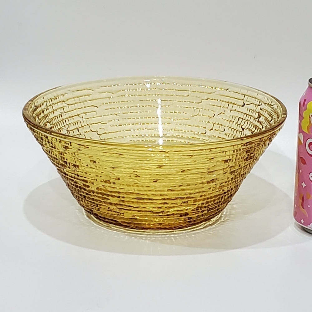 8 1/2" LG Soreno Gold Vintage  Bark Textured Amber Glass Bowl Anchor Hocking ⚓️